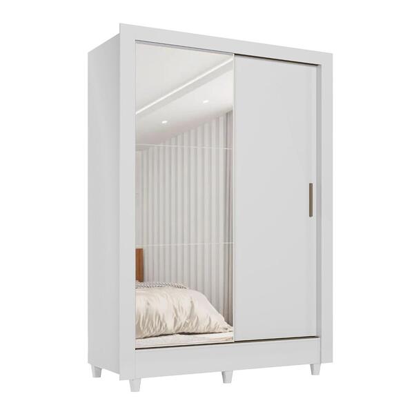 Guarda Roupas Solteiro Com Espelho 2 Portas De Correr 2 Gavet