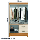 Guarda Roupas Solteiro Com Espelho 4 Portas 2 Gavetas Mobi Ca