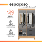 Guarda Roupas Solteiro Com Espelho 4 Portas 2 Gavetas Mobi Na