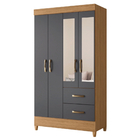 Guarda Roupas Solteiro Com Espelho 4 Portas 2 Gavetas Mobi Na