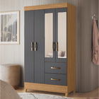 Guarda Roupas Solteiro Com Espelho 4 Portas 2 Gavetas Mobi Na