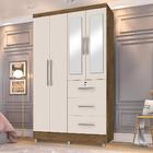 Guarda Roupas Solteiro Com Espelho 4 Portas 3 Gavetas Com Pés