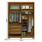 Guarda Roupas Solteiro Com Espelho Ripado 2 Portas 3 Gavetas