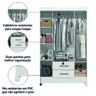 Guarda Roupas Solteiro Infantil 4 Portas 2 Gavetas Paraty Bra