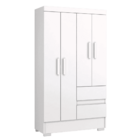 Guarda Roupas Solteiro Juvenil 4 Portas 2 Gavetas Branco Coim