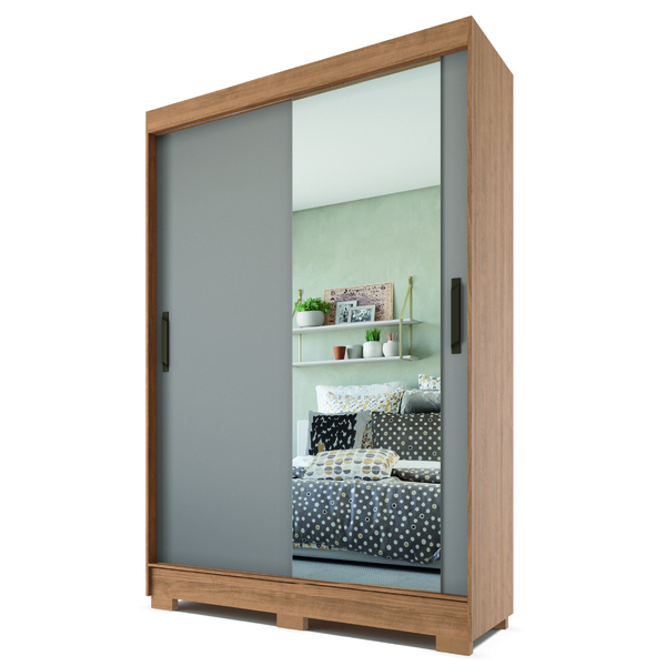 Guarda Roupas Solteiro Leblon Com Espelho 2 Portas De Correr