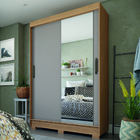 Guarda Roupas Solteiro Leblon Com Espelho 2 Portas De Correr