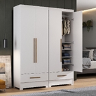 Guarda Roupas Solteiro Modulado Abel 4 Portas 2 Gavetas Branc