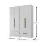 Guarda Roupas Solteiro Modulado Abel 4 Portas 2 Gavetas Branc