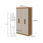 Guarda-roupas Zeus 4 Portas C/esp E S/pes Pvc Amendoa Clean/o