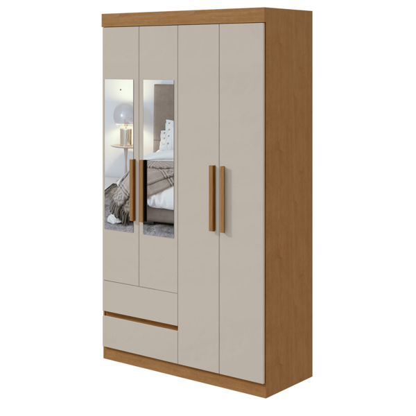 Guarda-roupas Zeus 4 Portas C/esp E S/pes Pvc Amendoa Clean/o