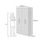 Guarda-roupas Zeus 4 Portas C/esp E S/pes Pvc Branco 2.3