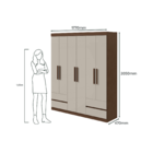 Guarda-roupas Zeus 6 Portas C/esp E C/pes Pvc Imbuia Clean/of