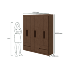 Guarda-roupas Zeus 6 Portas S/esp E C/pes Pvc Imbuia Clean