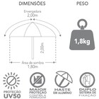 Guarda Sol 2m Alumínio Sombreiro Aruba Praia Azul Marinho - 1