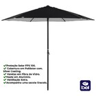 Guarda Sol Premium 2,40m Alumínio Reforçado Milagres Preto -