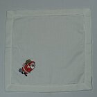 Guardanapo De Linho Natal Branco Bordado Com Papai Noel 45x45