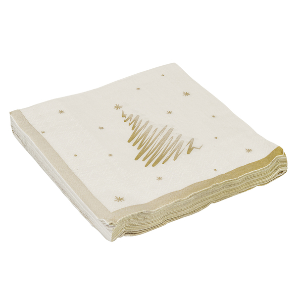 Guardanapo de Natal em Papel Árvore Ouro 33cm Cromus