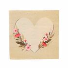 Guardanapo Estampado Coração Floral Bege Luxo 20 Folhas 33cm