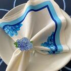 Guardanapo Natália 3d - Linho Misto - Flor Hortênsias