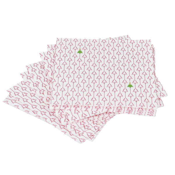 Guardanapo Quadrado Pinheiros Papel Vermelho Branco e Verde 32,5x32,5cm 1 Peça Cromus