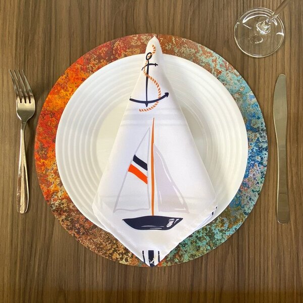 Guardanapo Tecido Oxford Náutico Barco 45x45cm