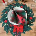 Guardanapo Xadrez Natalino - Linho Misto Cortado A Laser