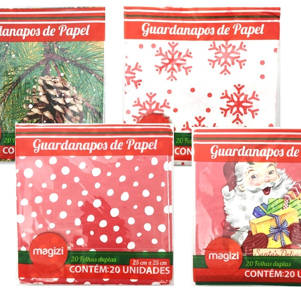 Guardanapos De Papel Decorados Natal Folhas Duplas 25cm 80 Un