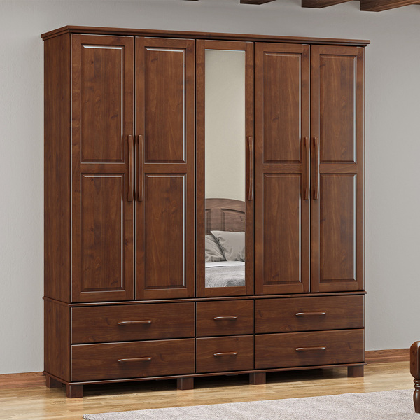 Guardaroupa Decorativo Henry Madeira Bipartido 5 Portas Com E