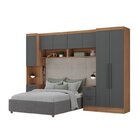 Guardo Roupa Modulado 7 Portas 6 Gavetas 5 Peças  Nogal/grafi