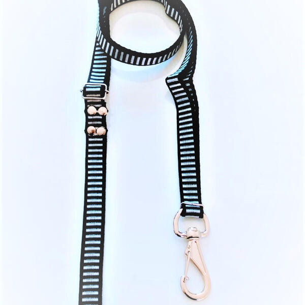 Guia Cachorro Smooty Pet Com Regulagem M Listrada Preto/branco