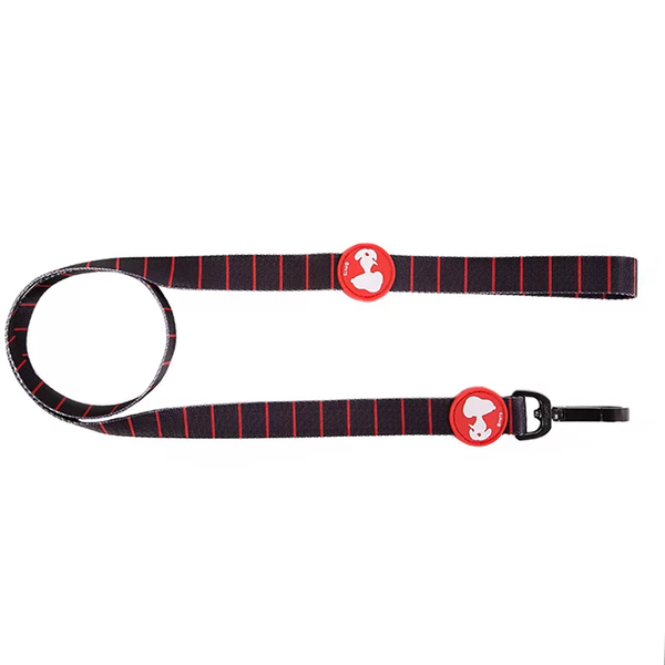 Guia Para Cachorro Snoopy Black Red Zooz Pets Preta Com Verme