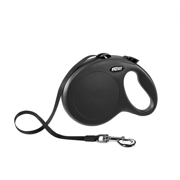 Guia Retrátil Para Cães 8 Metros New Classic Fita G Preto P20