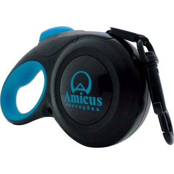 Guia Retrátil Star Flex P - Azul E Preto - Amicus Cães De Por