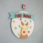 Guirlanda De Natal Em Mdf Feliz Natal Rena E Bolinhas - 35x35
