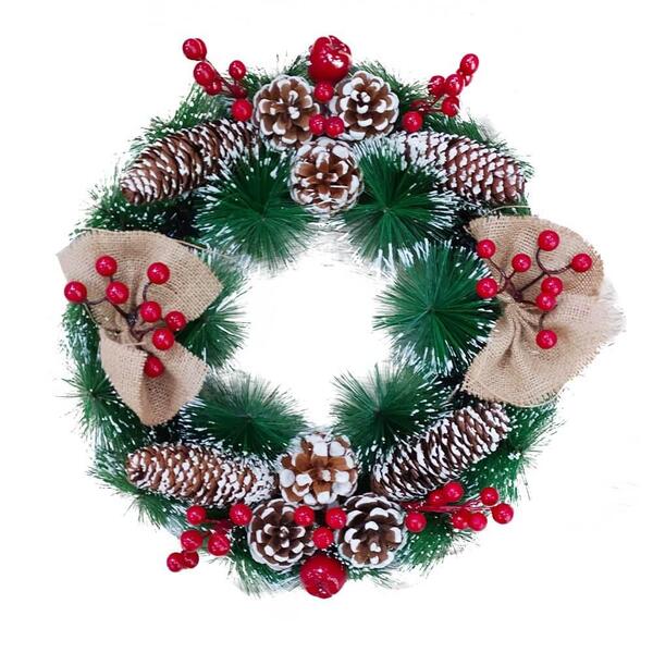 Guirlanda De Natal Porta Com Neve 40x40cm - Casambiente Natal