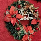 Guirlanda De Natal Vermelho Flor Bola Merry Christmas 44cm