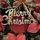 Guirlanda De Natal Vermelho Flor Bola Merry Christmas 44cm