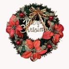 Guirlanda De Natal Vermelho Flor Bola Merry Christmas 44cm