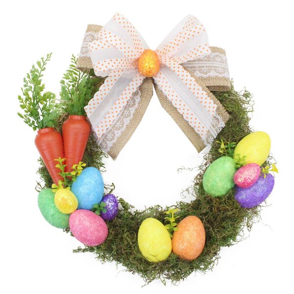 Guirlanda De Páscoa Artesanal Ovos E Musgo 29cm