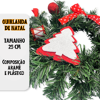 Guirlanda Enfeite De Natal Cerejas Laço  Luxo 25 Cm Média