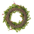 Guirlanda Folhas e Pinha Vermelho e Verde 30x30cm Cromus