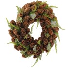 Guirlanda Folhas e pinhas Marrrom e Verde 35x35cm Cromus