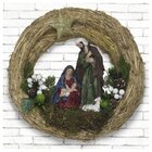 Guirlanda Natal Palha Enfeite De Porta Led Sagrada Família 35