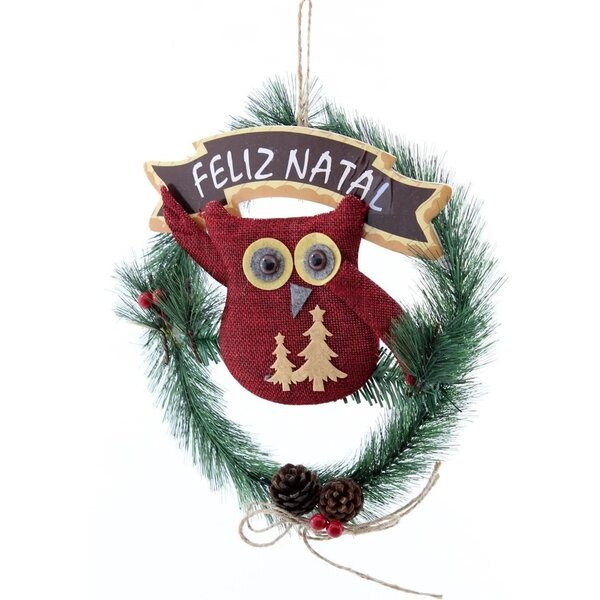 Guirlanda Natalina Coruja Pinha Enfeite Porta Pendente Arvore