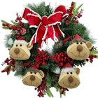 Guirlanda Natalina Enfeite De Porta Arranjo Ursinhos De 55cm