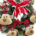 Guirlanda Natalina Enfeite De Porta Ursinhos Arranjo De 55cm