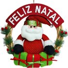 Guirlanda Natalina Feliz Natal Em Madeira Papai Noel 33cm