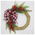 Guirlanda Natalina Palha Artesanal Berry Laço Vermelho Natal