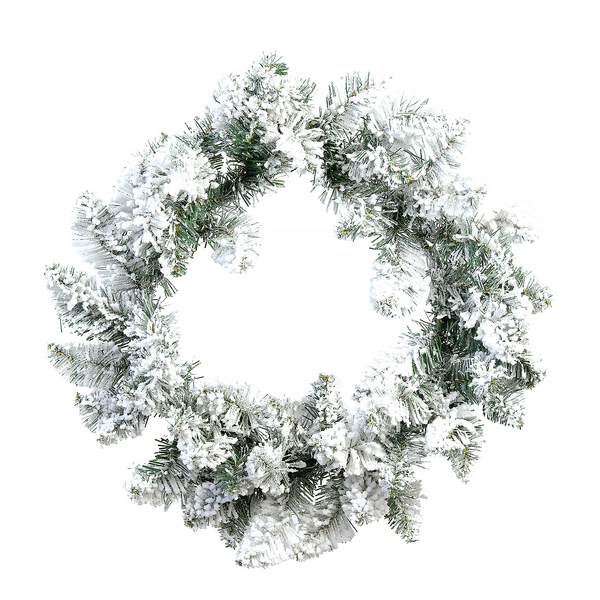 Guirlanda Nevada Plástico e Metal Verde e Branco 45cm Cromus